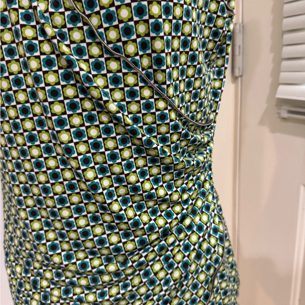 Max Studio Geometric Print green and teal Sleeveless Top size L - Picture 2 of 9